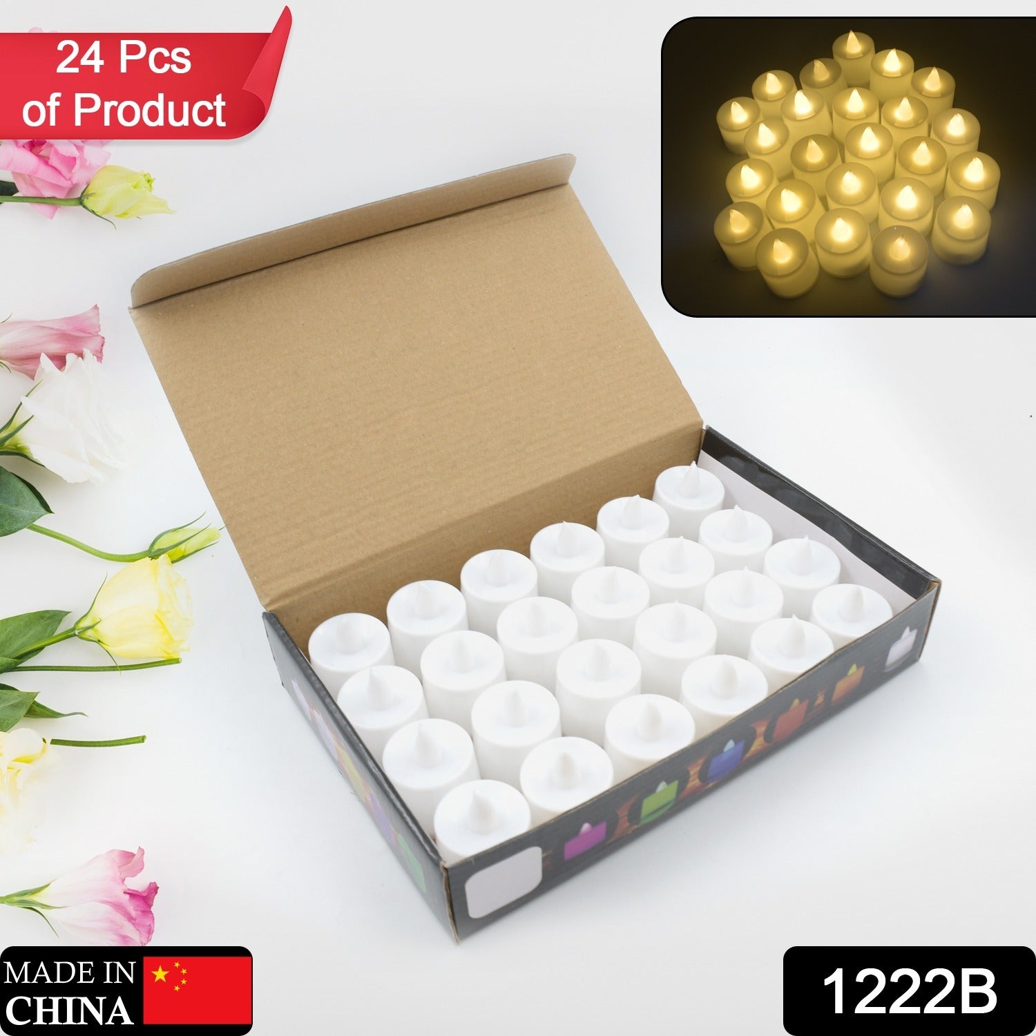 Festival Decorative - LED Tealight Candles | Battery Operated Candle Ideal for Party, Wedding, Birthday, Gifts (24pc) ( Diya , Divo , Diva , Deepak , Jyoti , - Bhavnagar Deodap