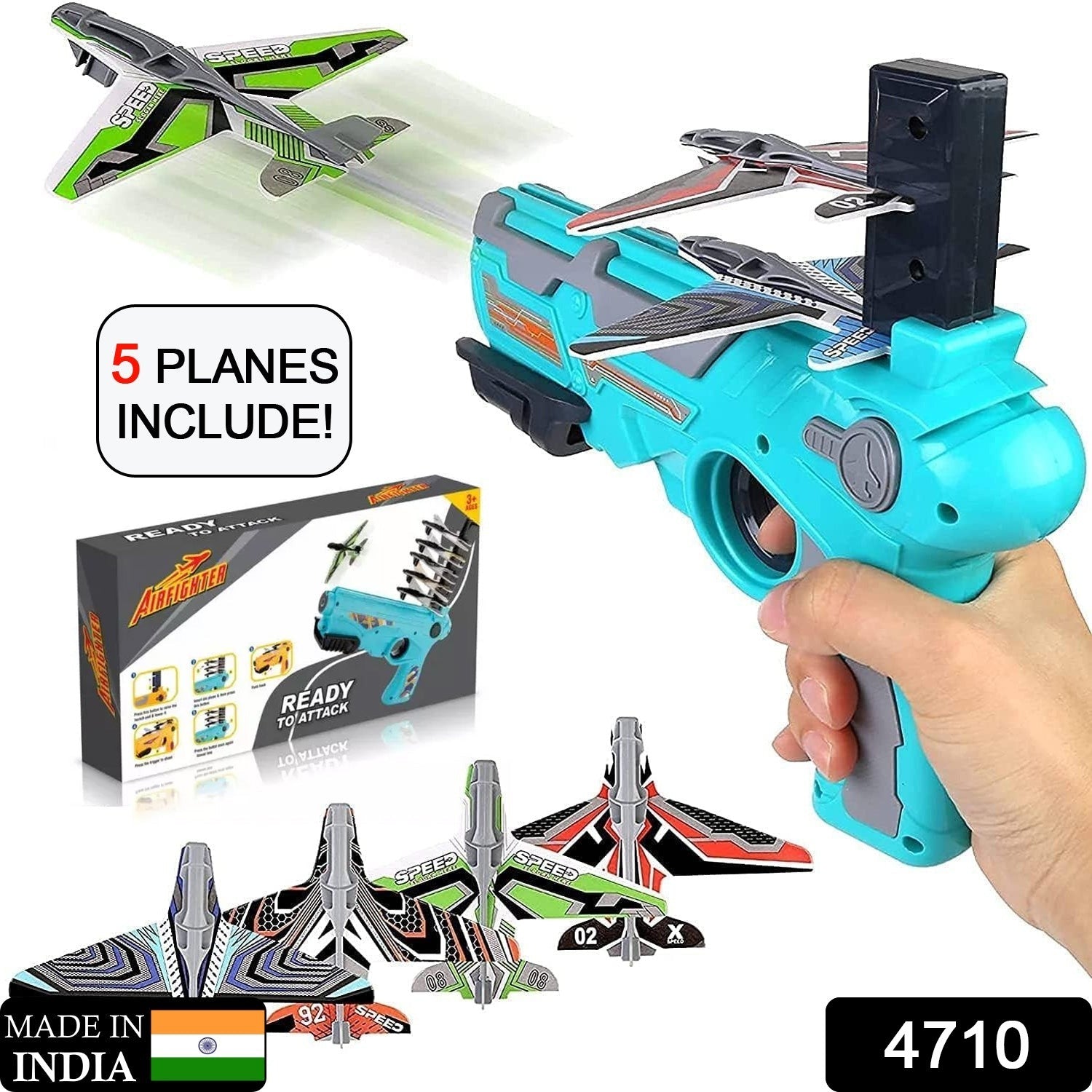 Airplane Launcher Gun Toy with Foam Glider Planes, Outdoor Games for Children, Best Aeroplane Toys for Kids, Air Battle Gun Toys  ( 5 Plane Include ) - Bhavnagar Deodap