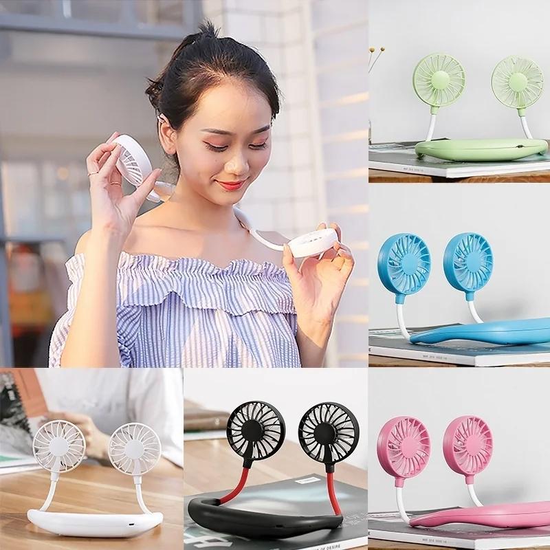 Hand Free Personal Fan - Portable USB Battery Rechargeable Mini Fan - Headphone Design Wearable Neckband Fan Neck lance Fan Cooler Fan (Battery Not included) - Bhavnagar Deodap