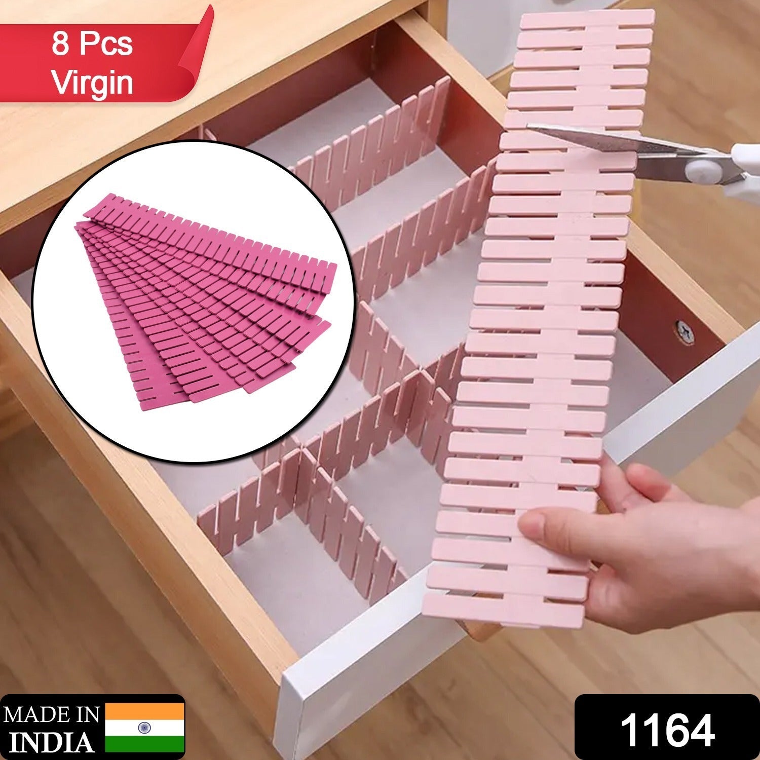 Plastic Adjustable Grid Drawer Dividers Organizers Closet Straps For Home And Kitchen Drawer Use - Bhavnagar Deodap