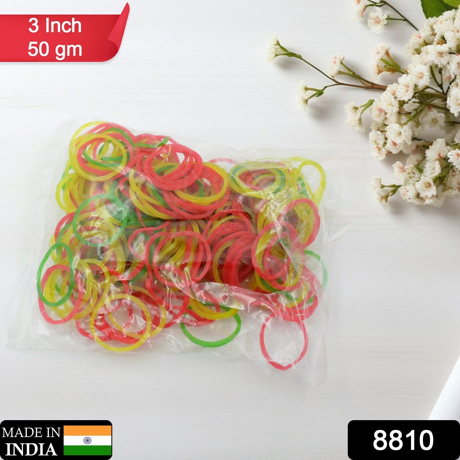 RUBBER BAND FOR OFFICE/HOME AND KITCHEN ACCESSORIES ITEM PRODUCTS, ELASTIC RUBBER BANDS, FLEXIBLE REUSABLE NYLON ELASTIC UNBREAKABLE, FOR STATIONERY, SCHOOL MULTICOLOR - Bhavnagar Deodap