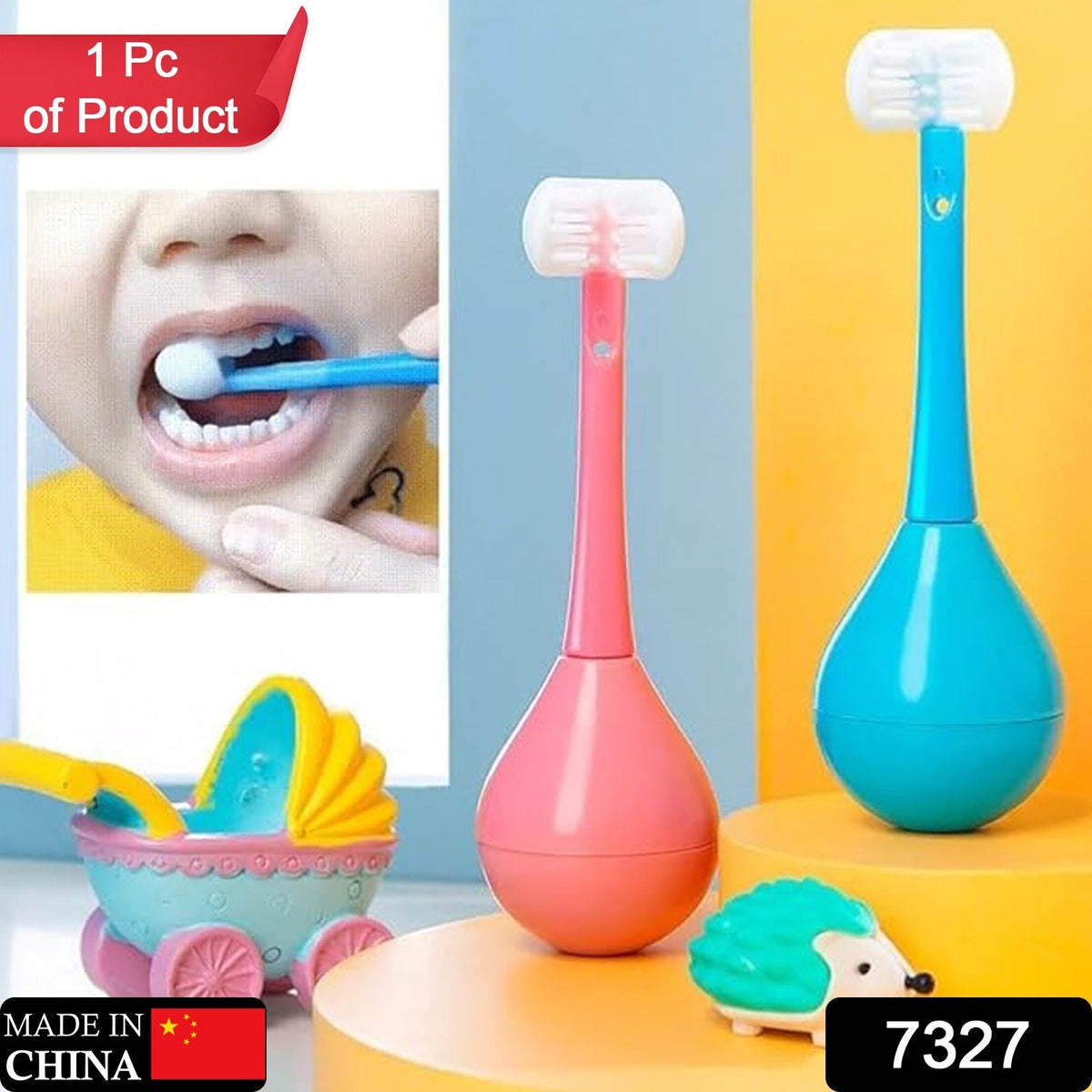 Toothbrush - Soft Bristle Toothbrush - 3-Sided Training Toothbrush With Silicone Head, Inverted Cleaning Toothbrush for Aged 2-12, Children's Cleaning (1 Pc) - Bhavnagar Deodap