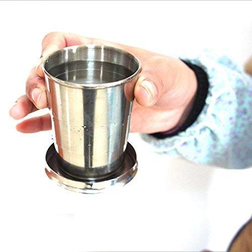 Mini Outdoor Folded Collapsible Water Beer Glass Stainless Steel Portable Travel Folding Mug, Travel Mug Children Glass, Assorted Colour (250 ML, 1 PC) - Bhavnagar Deodap