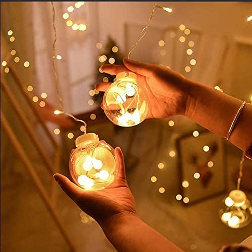 12  Wish Balls Window Curtain String Lights with 8 Flashing Modes Decoration for Home Decoration, Diwali & Wedding LED Christmas Light Indoor and Outdoor Light ,Festival Decoration (Plastic, Warm White) - Bhavnagar Deodap