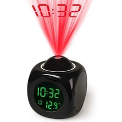 Digital LCD Projector Alarm Clock Wall Projection LCD Screen Snooze Alarm Display Time Voice Alarm LED Back Light (Pack of 1) - Bhavnagar Deodap