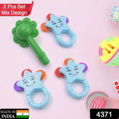 Mix Design Rattle Set for New Born Babies with Attractive Colors and Khanjari Rattle, Musical Gallery Khanjari Musical Instrument Toy Baby Play Toy Fun Return Gift for Kids Birthday (1 Set 2 Pc) - Bhavnagar Deodap