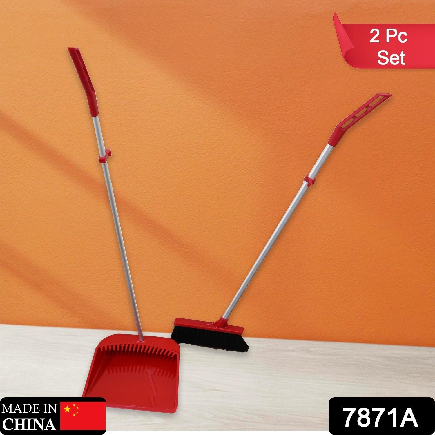 Broom and Dustpan Cleaning Set Long Handled Dustpan and Brush Handle Dust Pan Broom Sweeper Long Handle Broom and Dustpan Set for Kitchen, Home, Lobby Schools, Hospital etc. - Bhavnagar Deodap