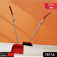 Broom and Dustpan Cleaning Set Long Handled Dustpan and Brush Handle Dust Pan Broom Sweeper Long Handle Broom and Dustpan Set for Kitchen, Home, Lobby Schools, Hospital etc. - Bhavnagar Deodap