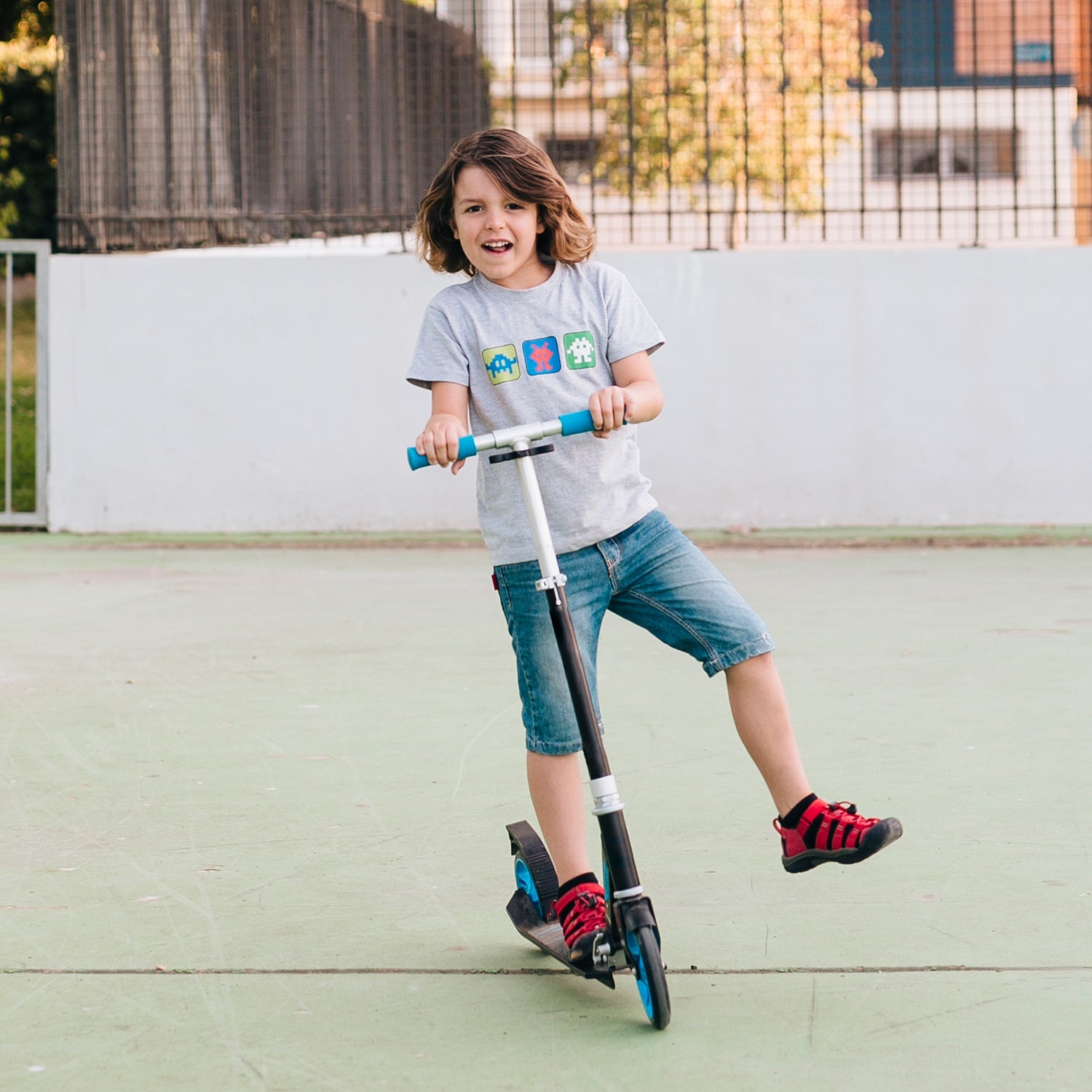 Basic Kids Ride On Leg Push Scooter for Boys and Girls (4 - 8 Years Old Kids) Foldable Scooter Cycle with Height Adjustment for Boys and Girls Multicolor (1 Pc / 2 Wheel)  - Bhavnagar Deodap