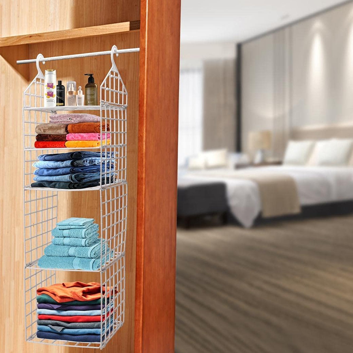 Multipurpose 5 Layer Folding Clothes Storage Racks||Closet for Students Wardrobe Shelves Socks, Scarf, t-Shirt, etc||Hanging Organizer Storage Holders & Racks - Bhavnagar Deodap