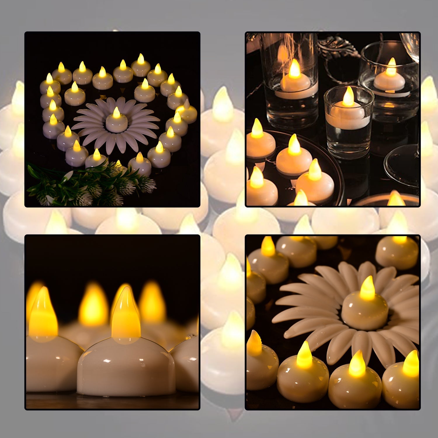 Set of 12 Flameless Floating Candles Battery Operated Tea Lights Tealight Candle - Decorative, Wedding.( Diya , Divo , Diva , Deepak , Jyoti ,) - Bhavnagar Deodap