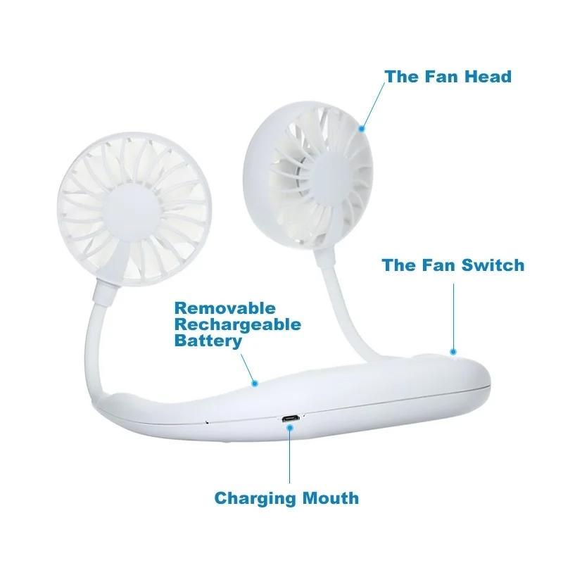 Hand Free Personal Fan - Portable USB Battery Rechargeable Mini Fan - Headphone Design Wearable Neckband Fan Neck lance Fan Cooler Fan (Battery Not included) - Bhavnagar Deodap