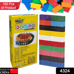 100PC DOMINO BLOCKS SET MULTICOLOR WOODEN TOY BUILDING INDOOR GAME TOY - Bhavnagar Deodap