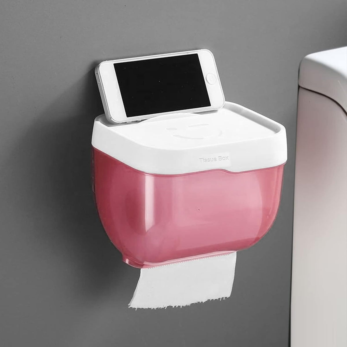 2-in-1 Bathroom Tissue Dispenser & Phone Holder (Self-Adhesive, Waterproof) - Bhavnagar Deodap