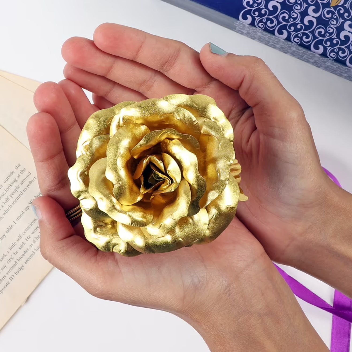 Luxury Decorative Gold Plated Artificial Golden Rose with Premium Box - Bhavnagar Deodap