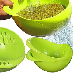 Virgin Rice Bowl Durable Plastic Strainer, Water Strainer | Vegetable & Fruits Washing Bowl - Bhavnagar Deodap