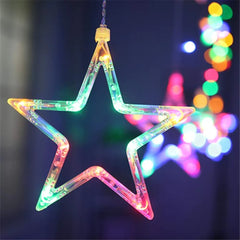 12 Stars LED Curtain String Lights with 8 Flashing Modes for Home Decoration, Diwali & Wedding LED Christmas Light Indoor and Outdoor Light ,Festival Decoration (Multicolor) - Bhavnagar Deodap