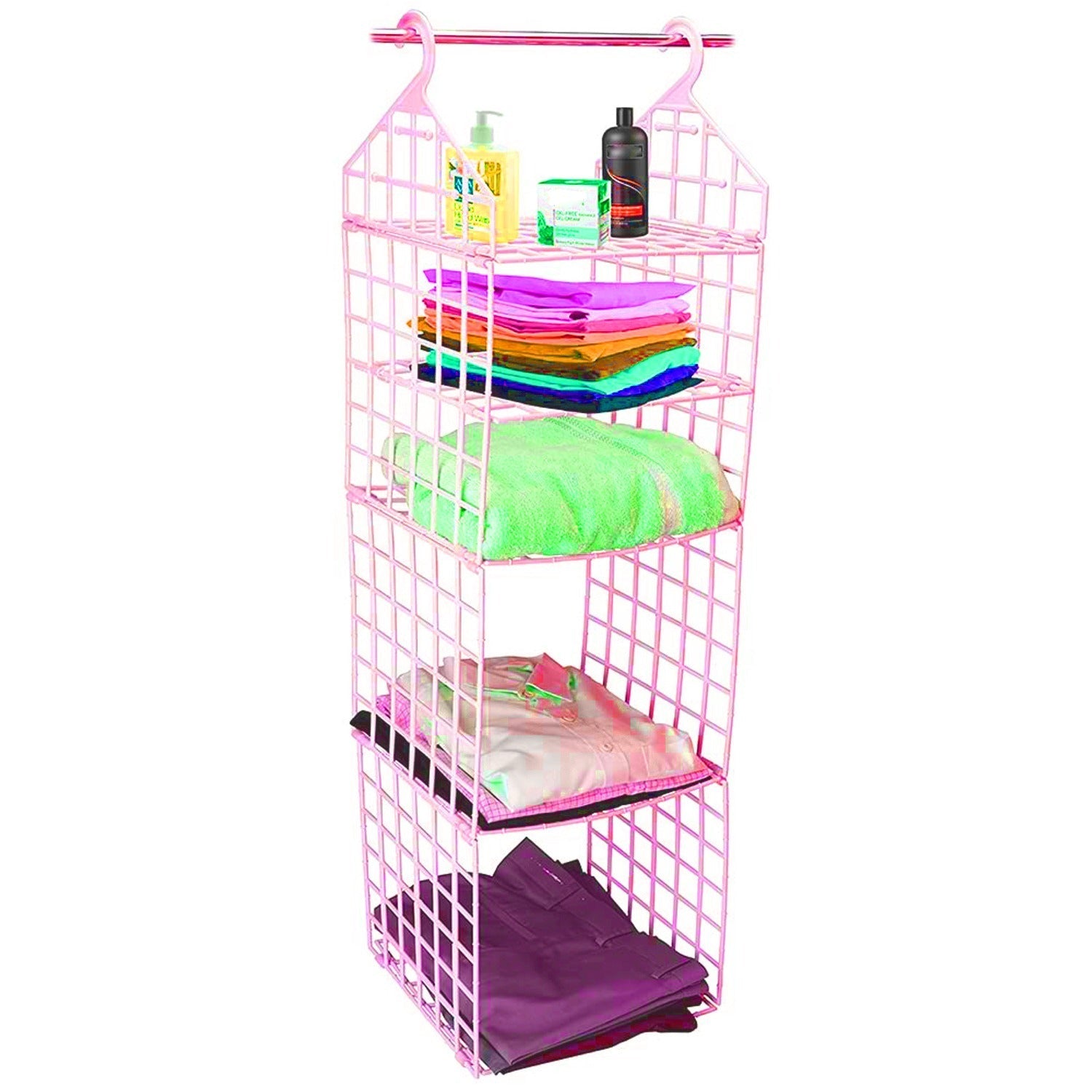 Multipurpose 5 Layer Folding Clothes Storage Racks||Closet for Students Wardrobe Shelves Socks, Scarf, t-Shirt, etc||Hanging Organizer Storage Holders & Racks - Bhavnagar Deodap