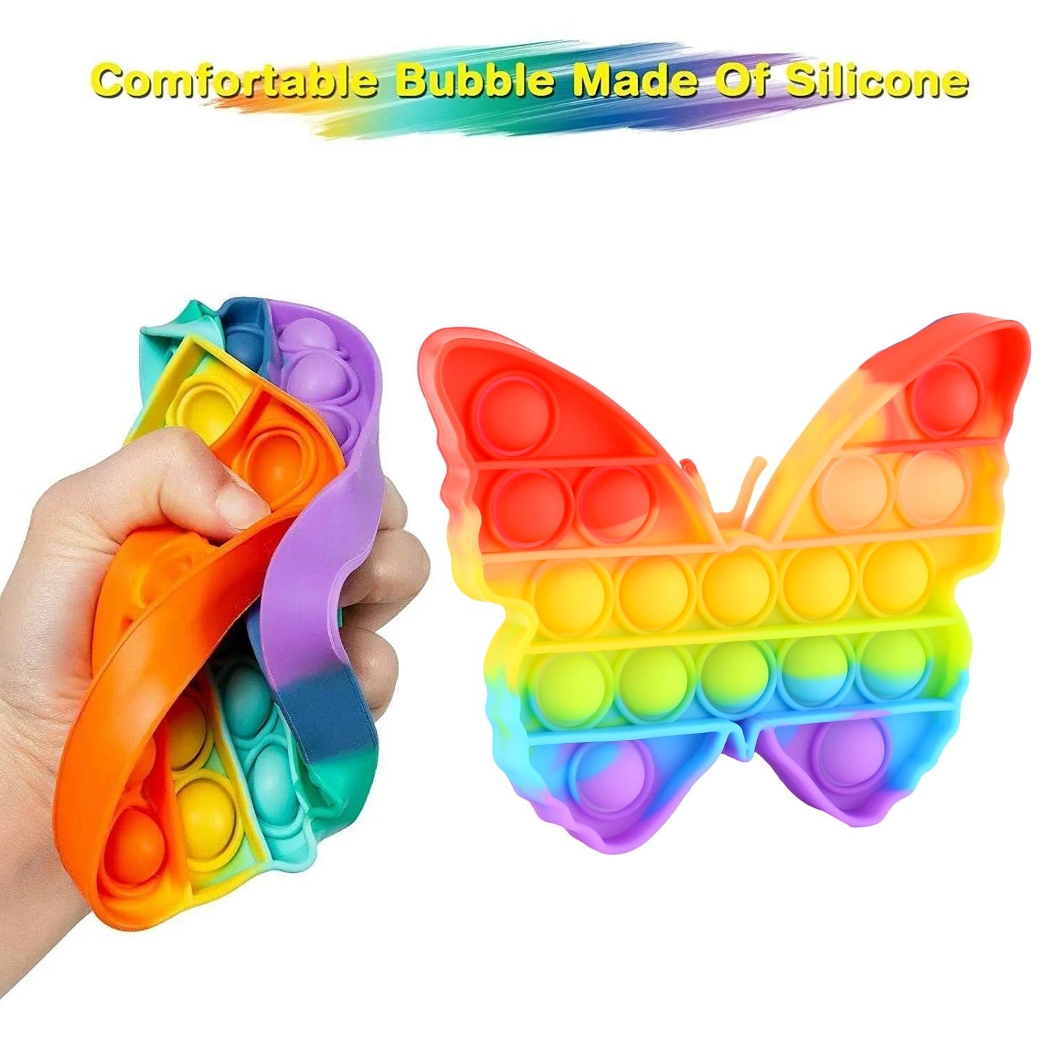 Pop Fidget Toy Push Pop Bubble Fidget Sensory Toy for Kids and Adults Fidget Popper Stress Reliever Sensory Fidget Poppers (Butterfly & Car Shape / 1 Pc) - Bhavnagar Deodap