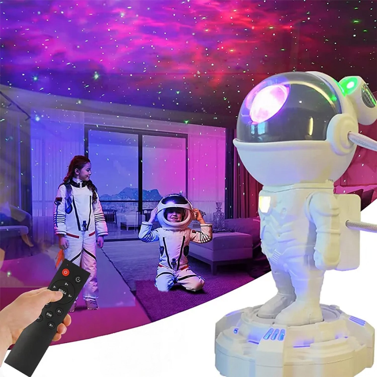 Robot Sky Space Stars Light Astronaut Galaxy Projector, Night lamp, Bedroom, Kids, Projector, Remote Control, Star Projector Will Take Children's to Explore The Vast Starry Sky for Adults, raksha bandhan, Diwali Gift - Bhavnagar Deodap