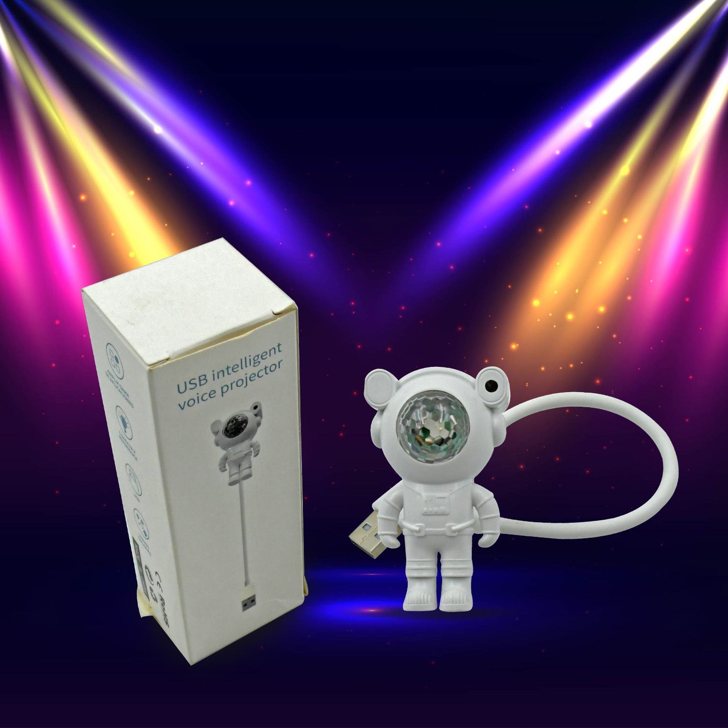 USB Intelligent Voice Projector Astro Night Light  Projector, Galaxy Light Star Projector, Cartoon Light, LED Light, Desk Lamp, Mini Night Light, Cartoon Reading Lamp, USB Port for Kids Room Adults Bedroom Party Gaming Room - Bhavnagar Deodap