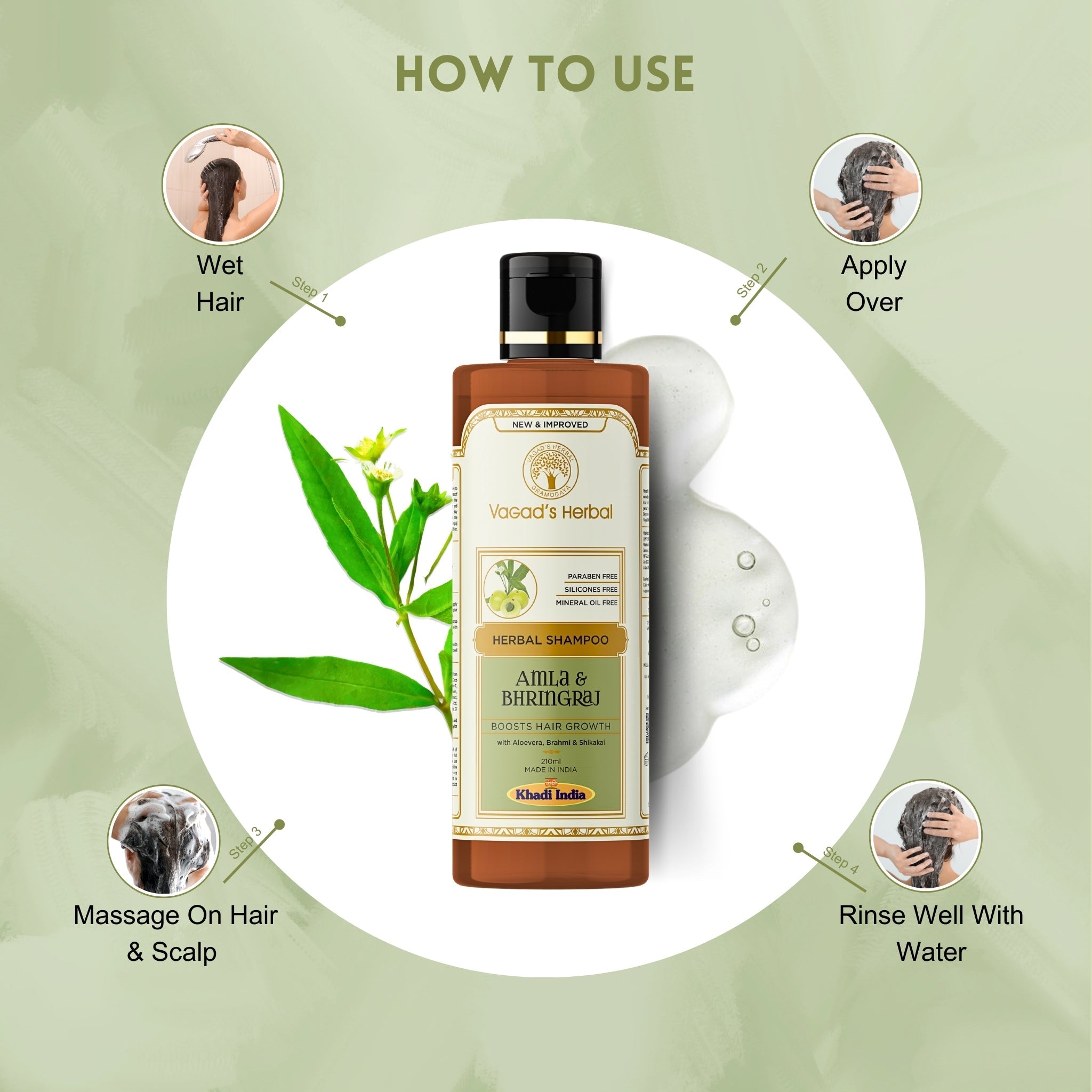 Khadi Herbal Amla & Bhringraj Shampoo with Aloe vera - Boosts Hair Growth - Bhavnagar Deodap