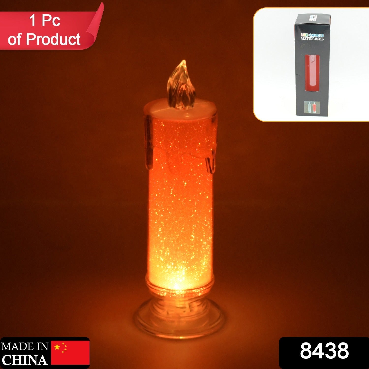 Red LED Flameless Candles Battery Operated Pillar Candles Flickering Realistic Decorative Lamp Votive Transparent Flameless Ornament Tea Party Decorations for Hotel, Scene,Home Decor, Restaurant, Diwali Decoration Candle Crystal Lamp (1 Pc) - Bhavnagar Deodap