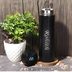 Customized/Personalized Stainless Steel Smart Water Bottle with Smart LCD Temperature Touch | Gifting Custom Name Water Bottle | Gifts for Boyfriend/Girlfriend/Employee | 500ML - Bhavnagar Deodap