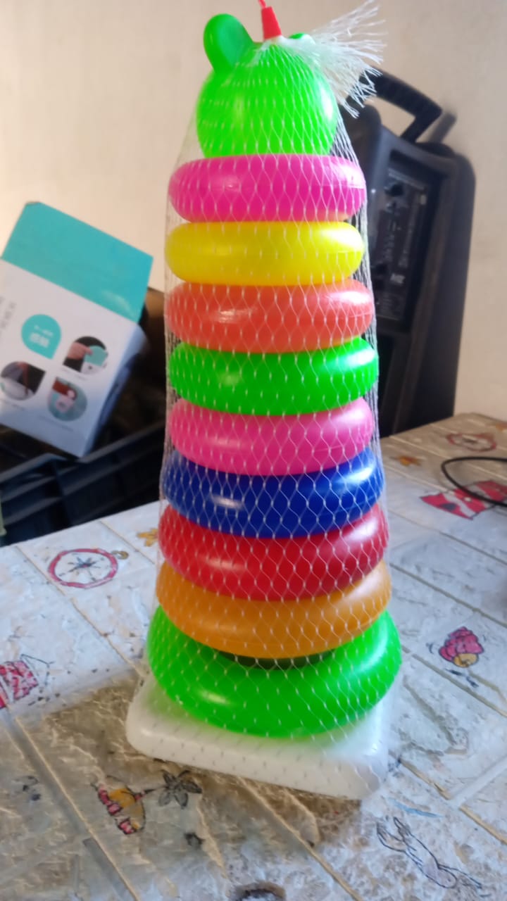 Plastic Baby Kids Teddy Stacking Ring Jumbo Stack Up Educational Toy 9pc - Bhavnagar Deodap