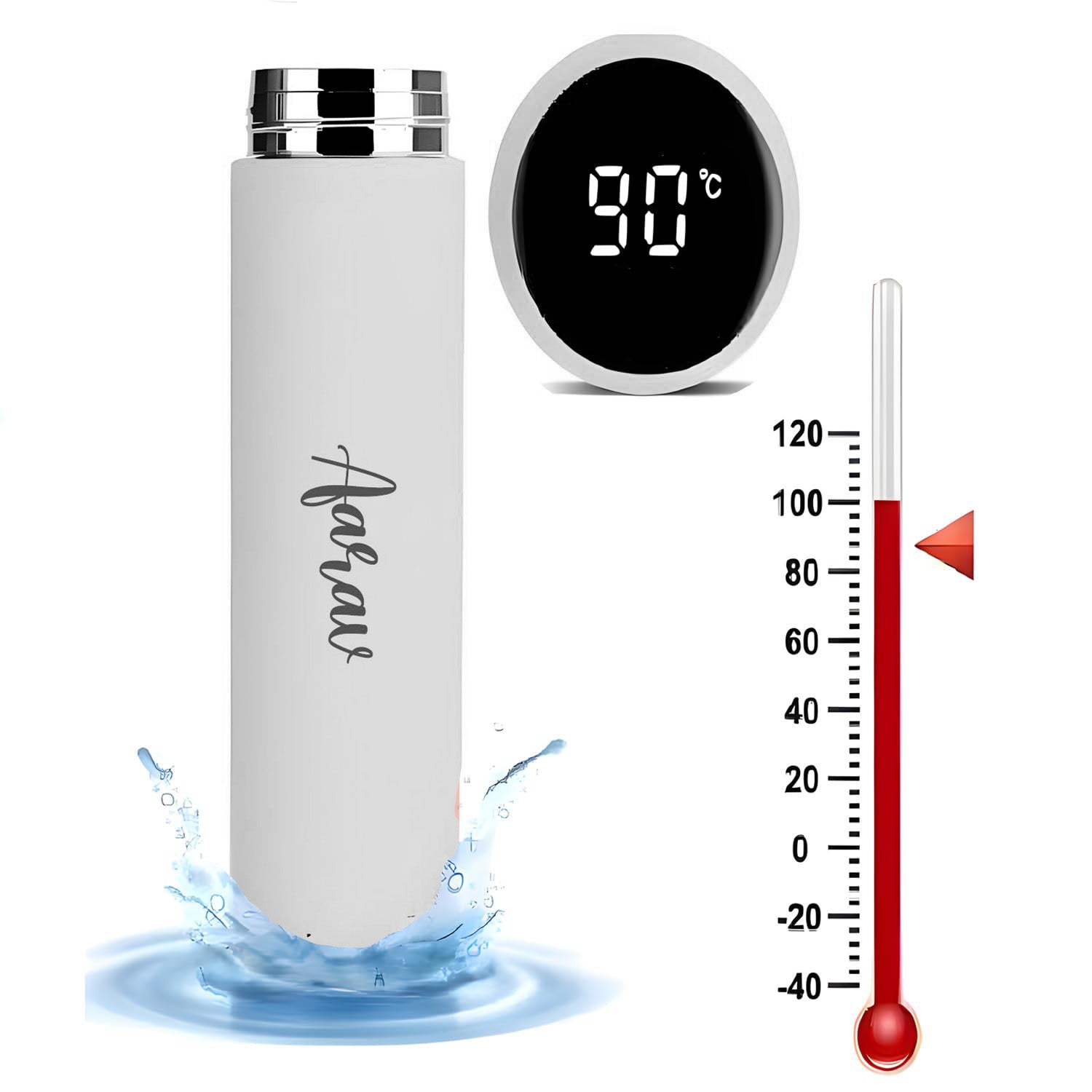 Customized/Personalized Stainless Steel Smart Water Bottle with Smart LCD Temperature Touch | Gifting Custom Name Water Bottle | Gifts for Boyfriend/Girlfriend/Employee | 500ML - Bhavnagar Deodap