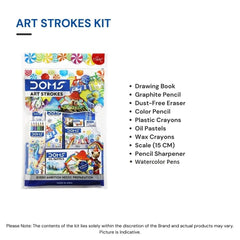 Doms Art Strokes Kit | Perfect Value Pack | Kit for Creative Minds | Gifting Range for Kids | Combination of 10 Stationery Items | Pack of 1 - Bhavnagar Deodap