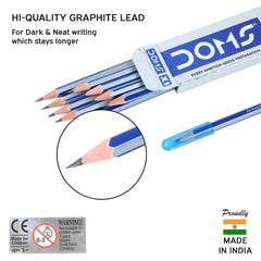 DOMS X1 Xtra Super Dark Pencils Box Pack|Hexagonal Shape For Easy Holding&Comfort|Free Eraser|Scale&Pencil Cap Inside|Dark&Neat Handwriting|Pack Of 10 Pencils - Bhavnagar Deodap