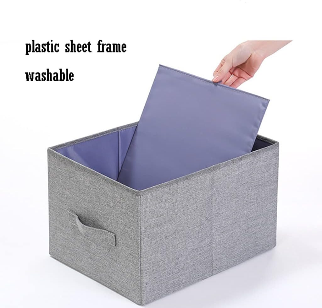 FOLDABLE STORAGE BOX WITH LID AND HANDLES, COTTON AND LINEN STORAGE BINS AND BASKETS ORGANIZER FOR NURSERY, CLOSET, BEDROOM, HOME - Bhavnagar Deodap