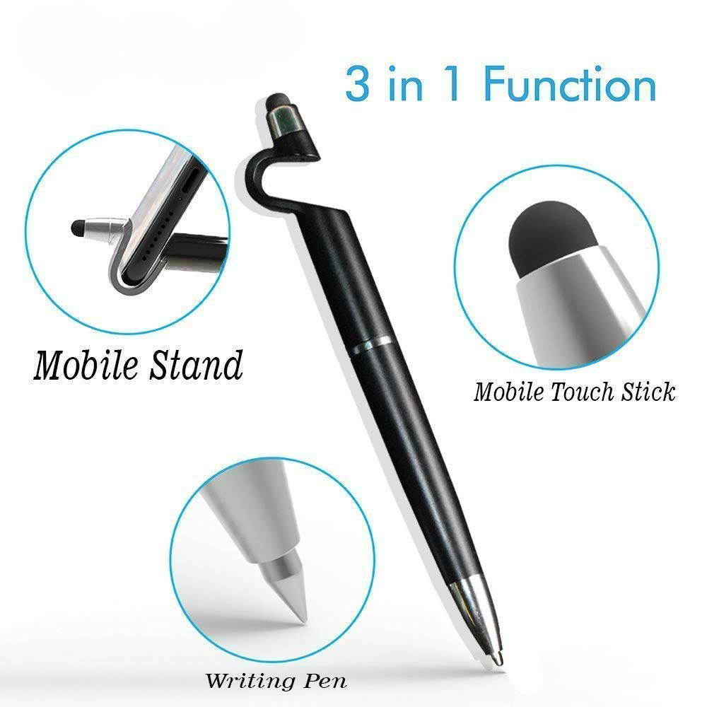 3 in 1 Ballpoint Function Stylus Pen with Mobile Stand - Bhavnagar Deodap