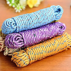 (one pc) Cotton Braided Clothesline Outdoor Ropes, Clothes Drying Ropes, Shading Net Ropes (Multicolour) - Bhavnagar Deodap