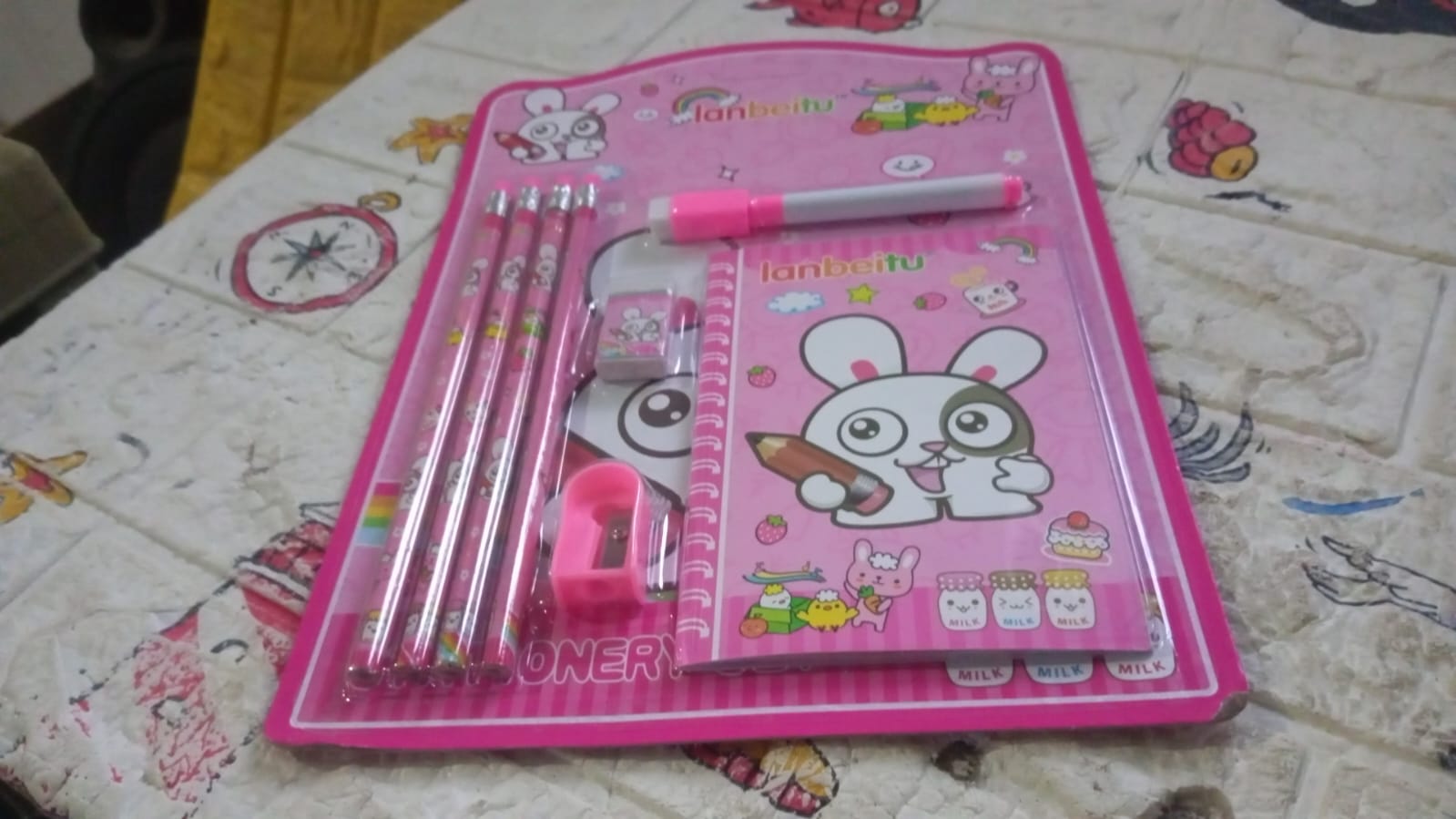 Kids' Stationery Kit: Wooden Pencils, Sharpener, Eraser, Diary (8 Pc Set) - Bhavnagar Deodap