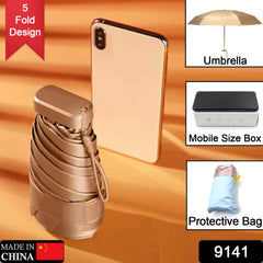 Travel Pocket Mini Umbrella, Protective Bag, Mobile Size Box of Umbrella, Automatic Sunny Rain Compact Umbrella, Sunscreen Quick-Drying Small Umbrella, Mini Compact Travel Folding Umbrellas - Bhavnagar Deodap