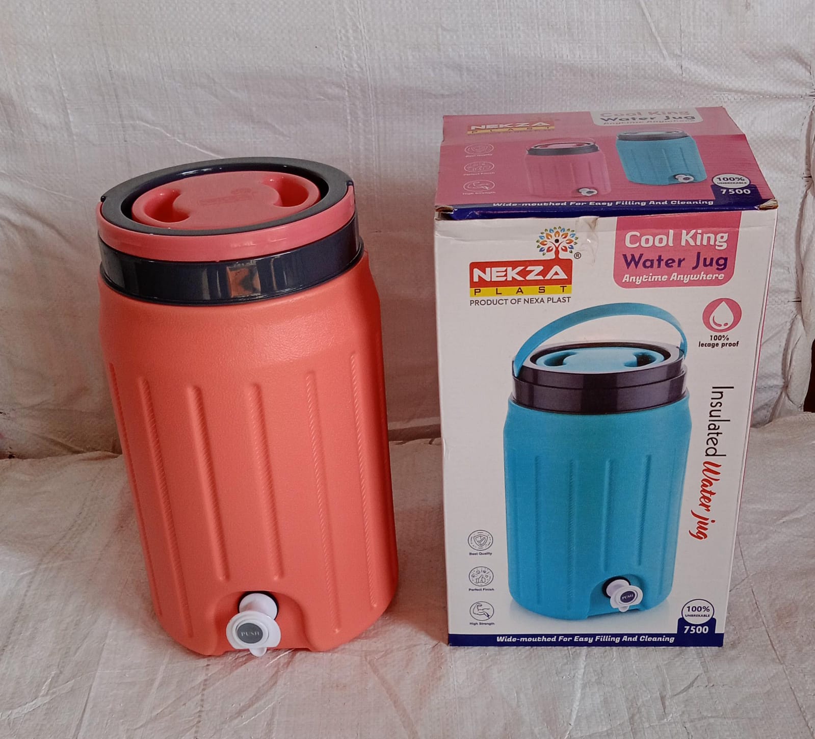 Insulated Water Jug with Tap (7500ml): Leakproof, Travel Cooler - Bhavnagar Deodap