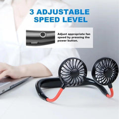 Hand Free Personal Fan - Portable USB Battery Rechargeable Mini Fan - Headphone Design Wearable Neckband Fan Neck lance Fan Cooler Fan (Battery Not included) - Bhavnagar Deodap