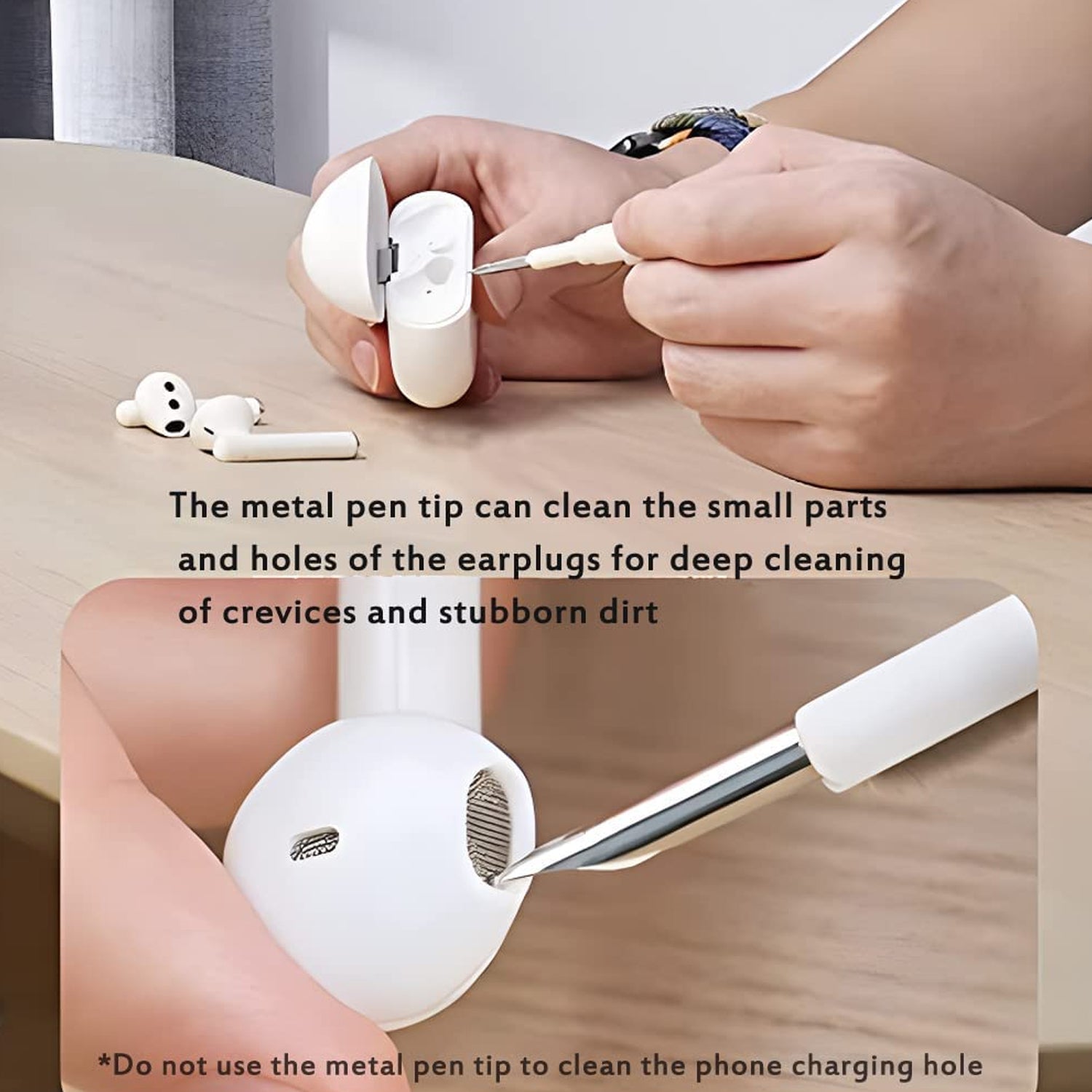 3 In 1 Earbuds Cleaning Pen For Cleaning Of Ear Buds And Ear Phones Easily Without Having Any Damage. - Bhavnagar Deodap