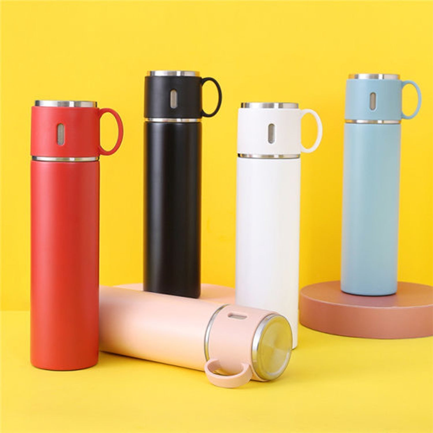 Customized/Personalized Stainless Steel Water Bottle Vacuum Flask Set With 3 Steel Cups Combo | Gifting Custom Name Water Bottle | Gifts for boyfriend/Girlfriend/Employee | 500ML | - Bhavnagar Deodap