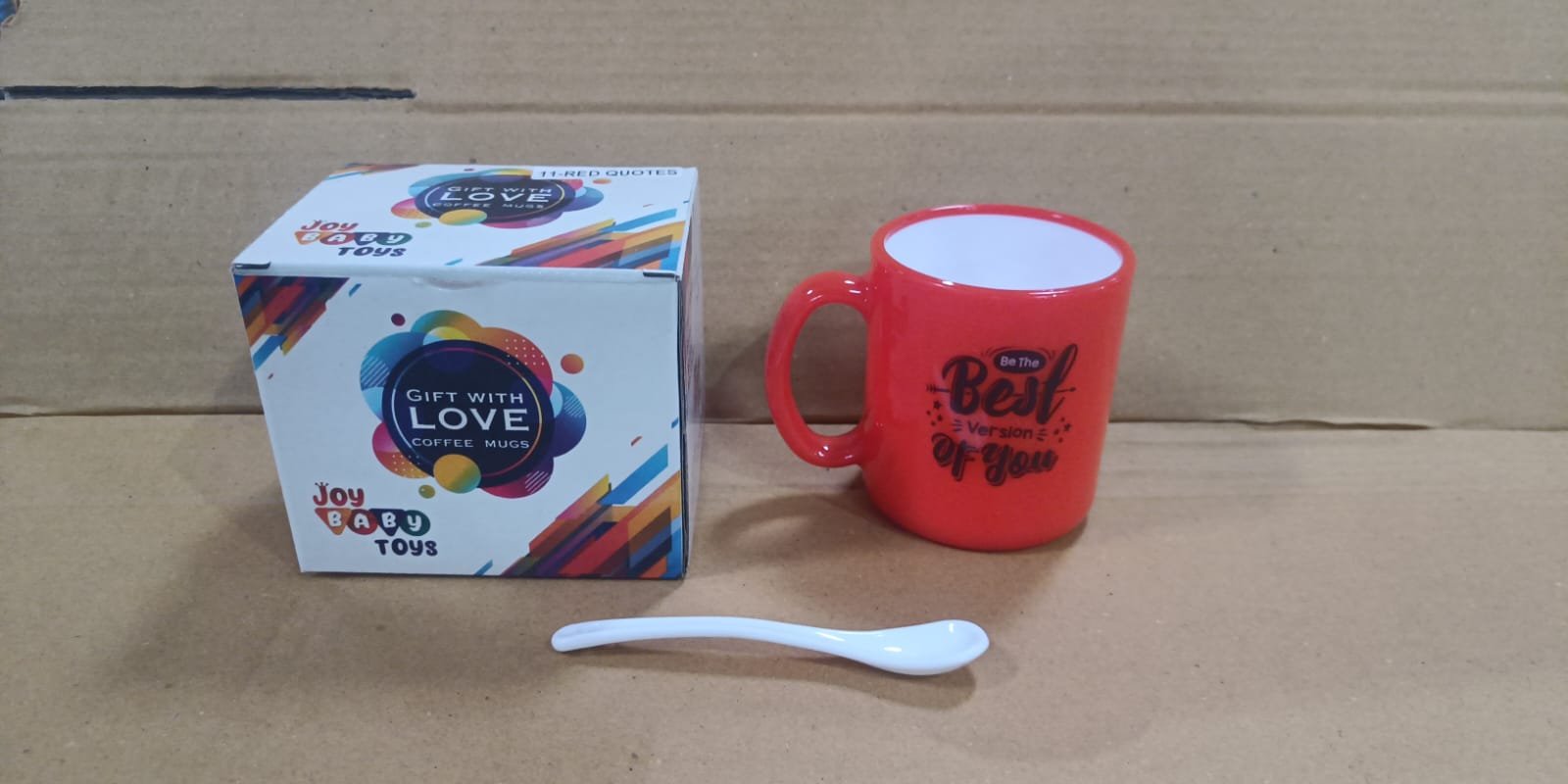 Coffee Mug With Spoon and box packing, Design Coffee Mug Used for Drinking and Taking Coffees and Some Other Beverages in All Kinds of Places - Bhavnagar Deodap