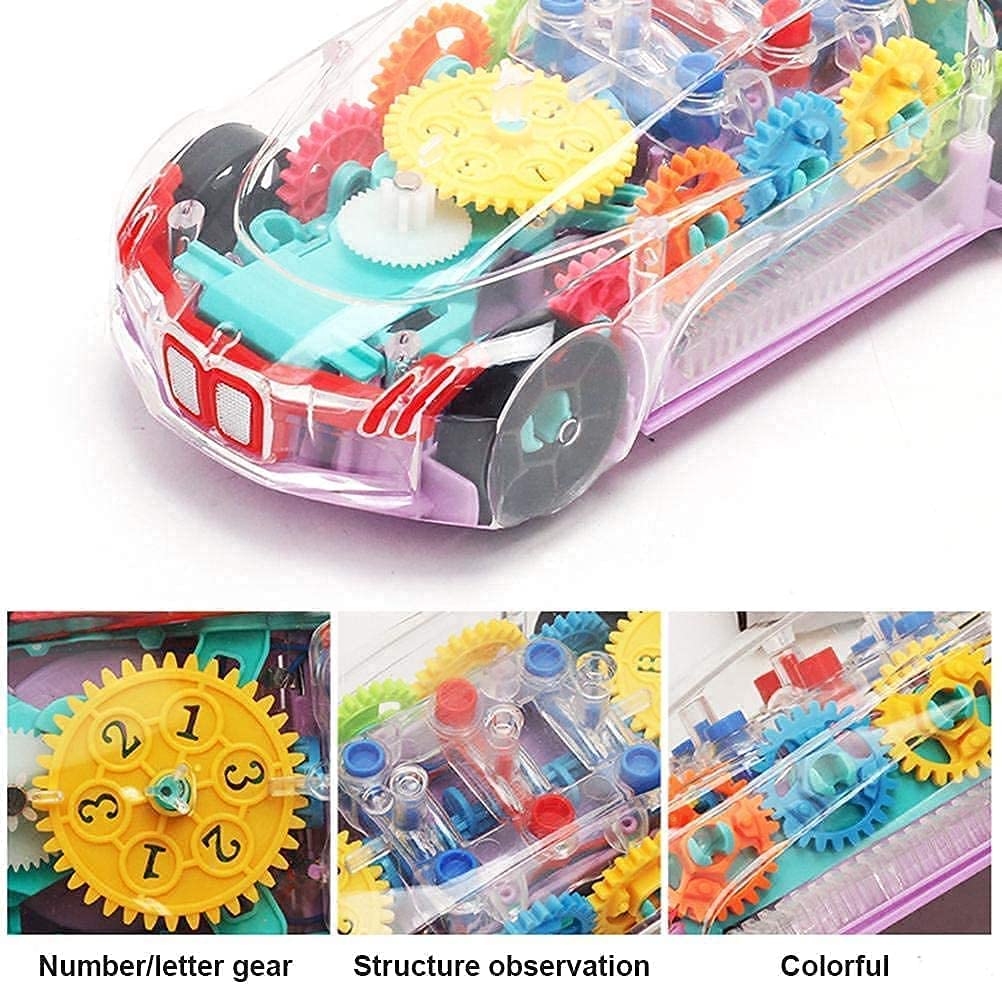 3D Transparent Mechanical Car Toy for Kids with Gear Technology 3D Light Musical Sound & 360 Degree Rotation - Bhavnagar Deodap