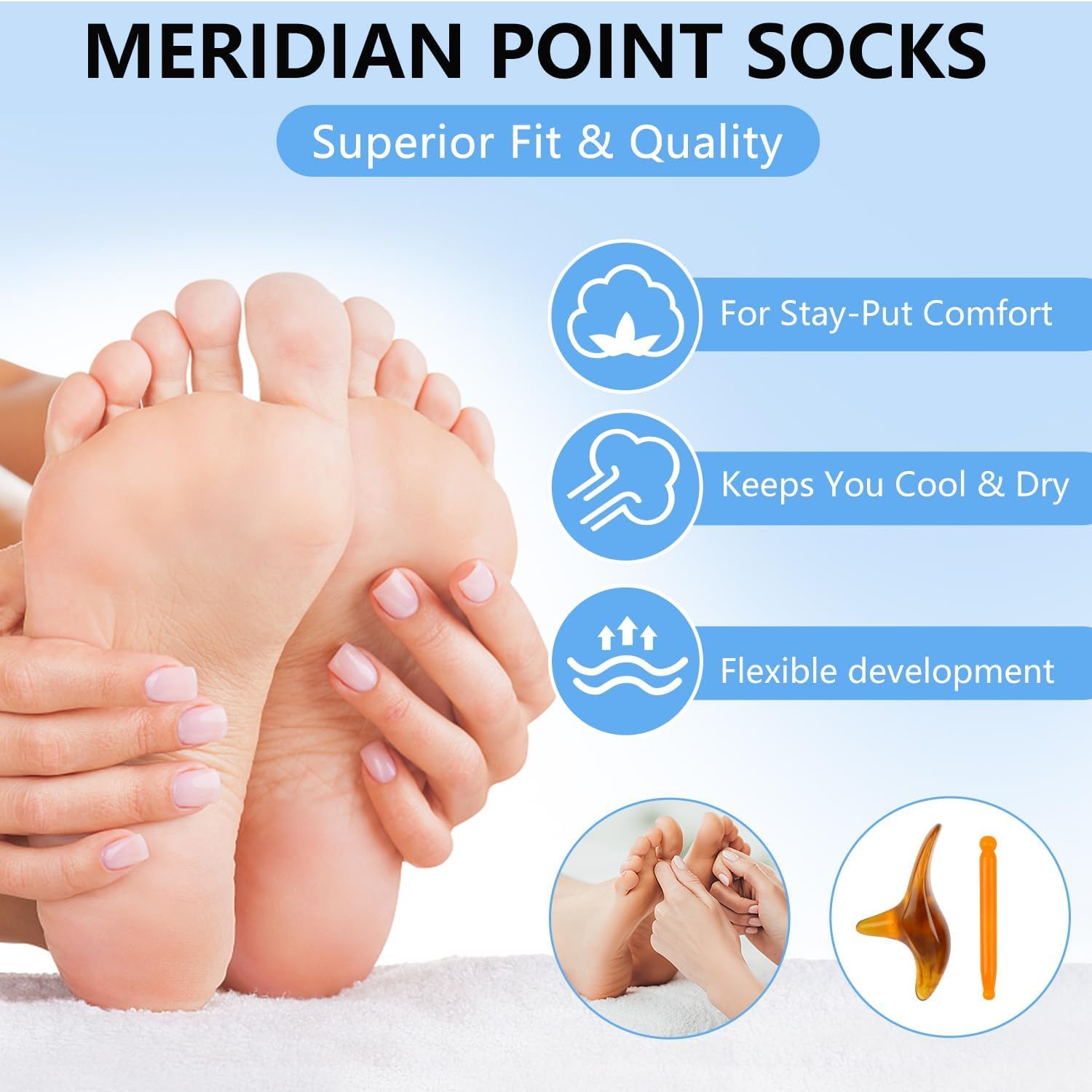 Reflexology Socks with Amber Acupuncture Point Massage Stick Reflexology Ankle Socks for Trigger Point Massage Women Therapeutic Socks for Relaxation - Bhavnagar Deodap