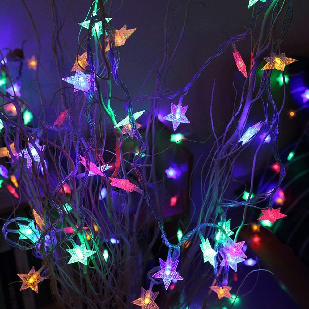 28 LED / Star 3.9 Meter Star Shape Led Light Battery Operated with Flashing Modes for Home Decoration, Kids Room, Waterproof Diwali & Wedding LED Christmas Light Indoor and Outdoor Light ,Festival Decoration (Multicolor Battery Not Included 3.9Mtr) - Bhavnagar Deodap