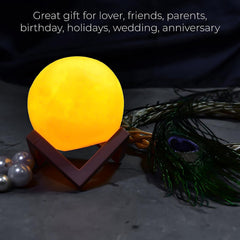 true home Moon Night LAMP with Wooden Stand Night LAMP for Bedroom - Bhavnagar Deodap