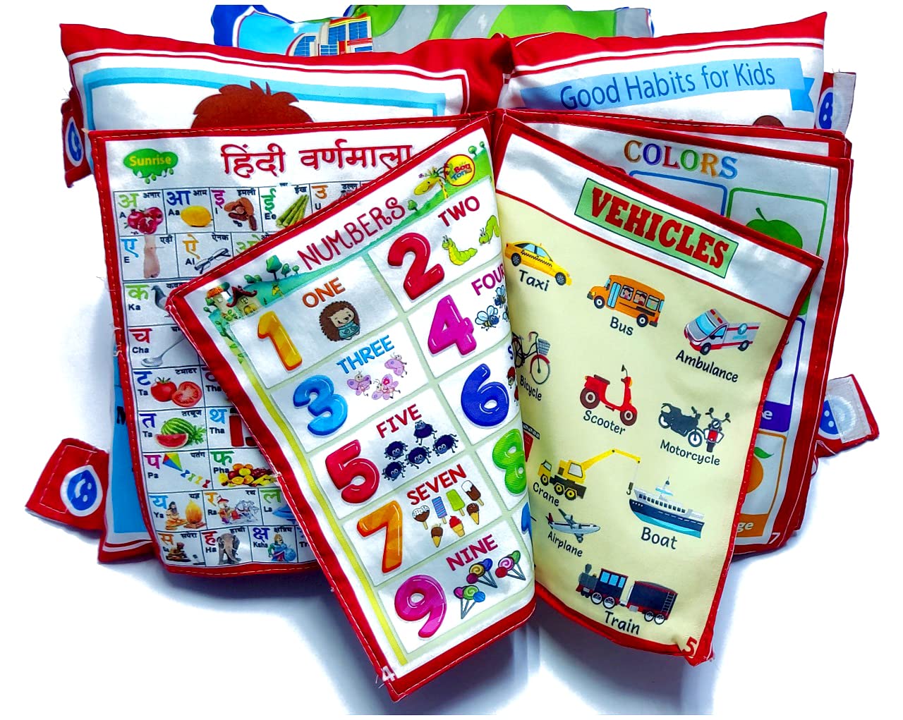 Learning Pillow Cloth Book With English & Hindi Cushion Cotton Books For Kids Baby Children - Bhavnagar Deodap