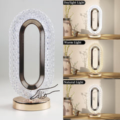 Touch Control Crystal Table Desk Lamp, 3-Way Dimmable Light, USB Rechargeable Crystal Diamond Table Lamp, Exquisite Night Stand Light Lamp Beside Lamp for Bedroom Living Room, Decorative Desk Lamp - Bhavnagar Deodap