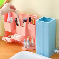 Multi-Purpose Pen Holder, Foldable Magnetic Kawaii Desk Pen Holder Pencil Makeup Storage Box Desktop Organizer Stand Case School Office Stationery - Bhavnagar Deodap