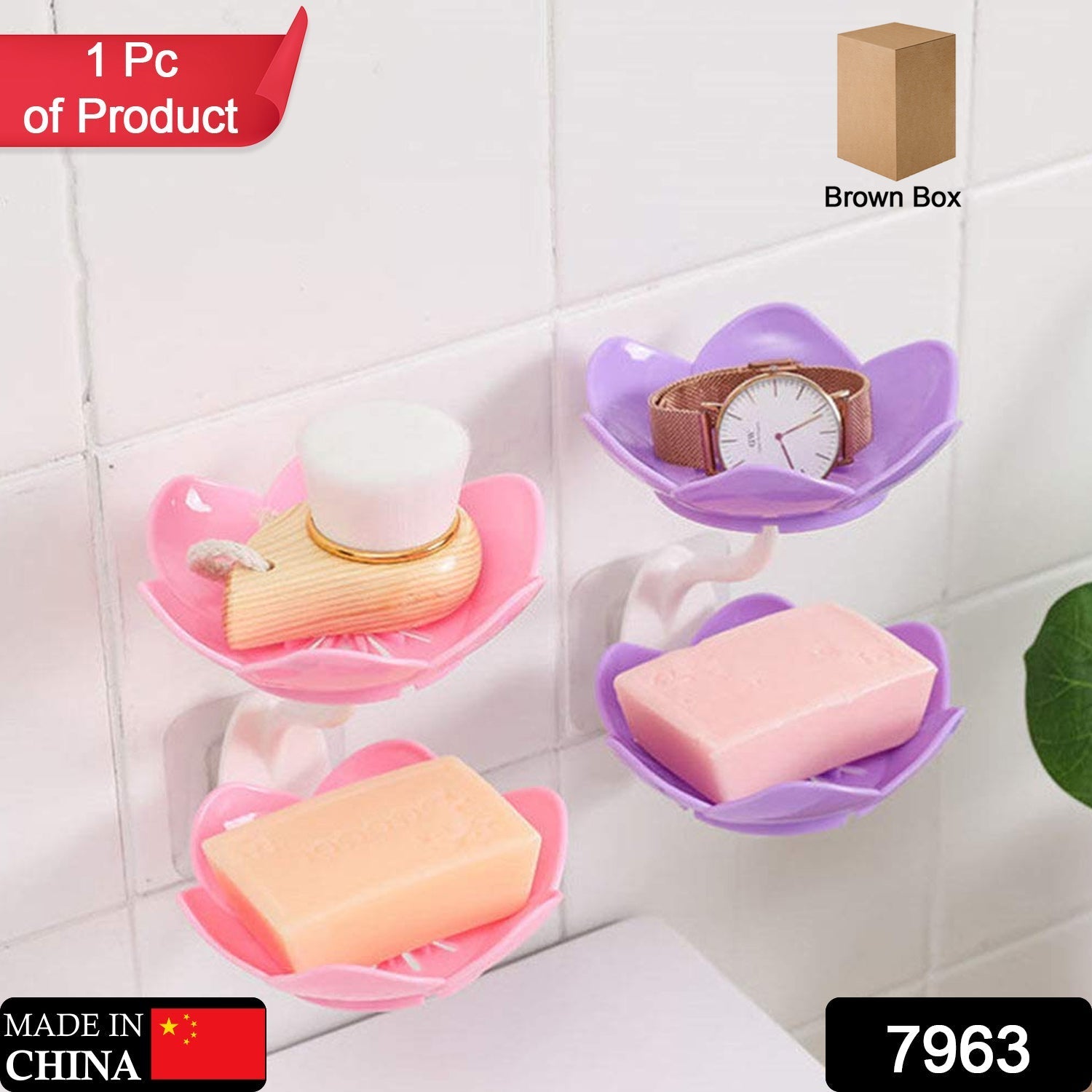 Dabble Layer Flower Self Draining Soap Dish Holder, Bathroom Shower Soap Holder Dish Storage Plate Tray for Bathroom, Kitchen, Bathtub - Bhavnagar Deodap